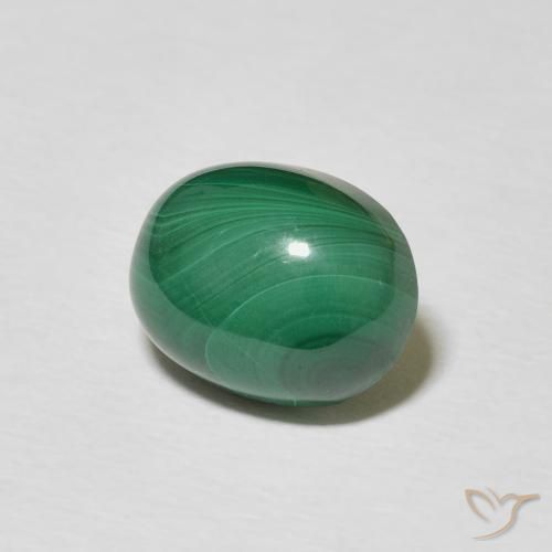 Malachite Vert moyen naturelle ovale, 5.16 ct, Opaque
