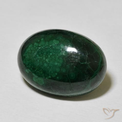 Malachite Vert foncé naturelle ovale, 15.28 ct, Opaque