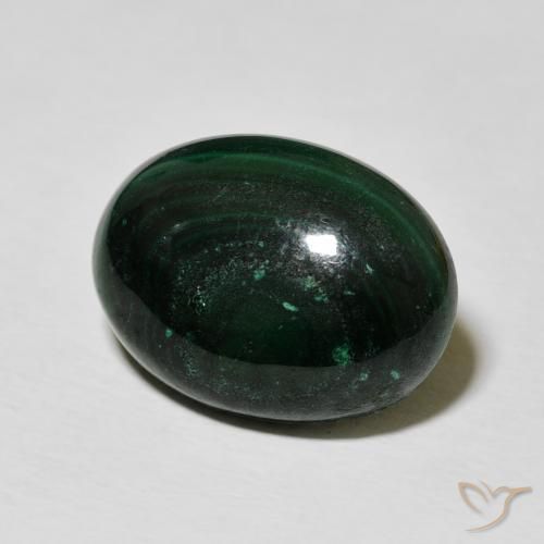 Malachite Vert foncé naturelle ovale, 15.62 ct, Opaque