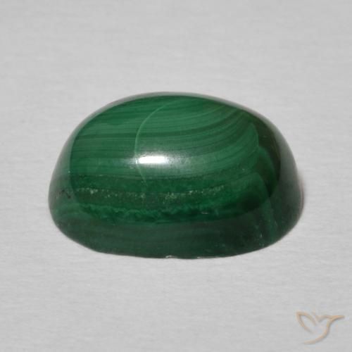 Malachite Vert multicolore naturelle ovale, 3.51 ct, Opaque