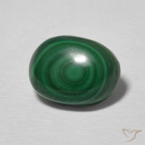 Malachite vert naturelle coupe ovale, 2,53 ct, opaque
