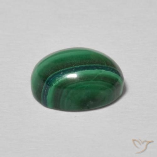 Malachite Vert multicolore naturelle ovale, 2.97 ct, Opaque