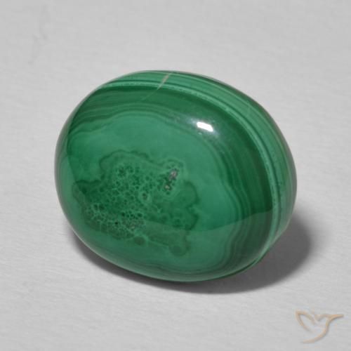 Malachite Vert moyen naturelle ovale, 5.17 ct, Opaque