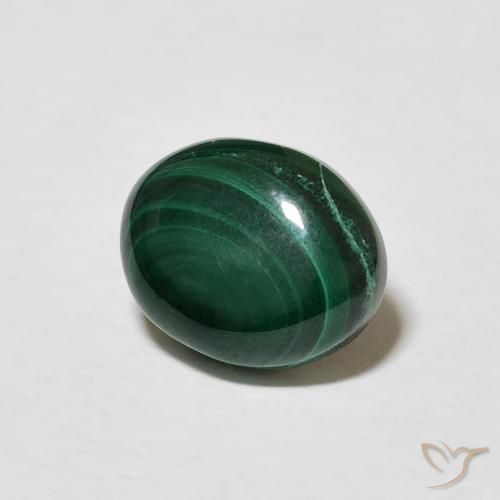 Malachite Vert foncé naturelle ovale, 3.10 ct, Opaque