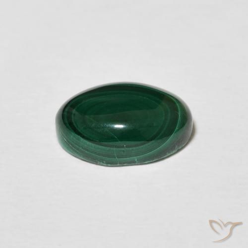 Malachite Vert foncé naturelle ovale, 3.10 ct, Opaque