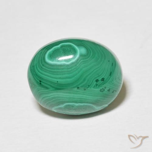 Malachite vert naturelle coupe ovale, 4,33 ct, opaque