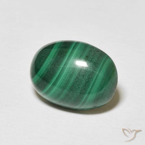Malachite Vert multicolore naturelle ovale, 5.13 ct, Opaque