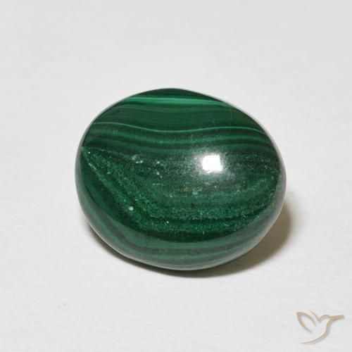 Malachite Vert moyen naturelle ovale, 5.16 ct, Opaque