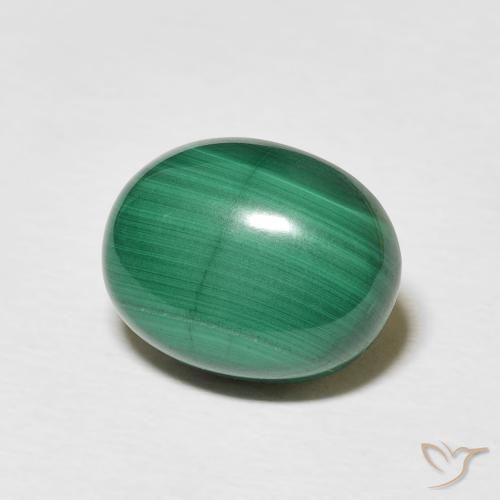 Malachite Vert moyen naturelle ovale, 5.75 ct, Opaque