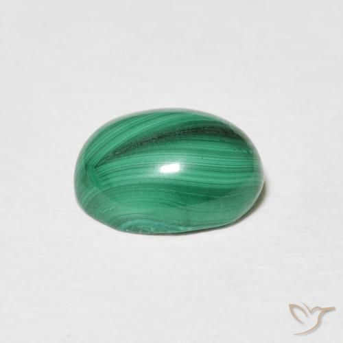 Malachite Vert moyen naturelle ovale, 3.16 ct, Opaque
