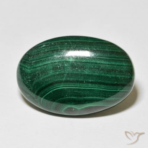 35.65ct Naturel Vert moyen Malachite, ovale, Opaque