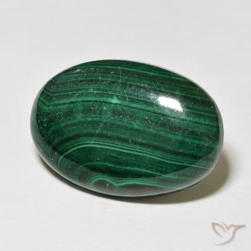 Malachite Vert moyen naturelle ovale, 35.65 ct, Opaque