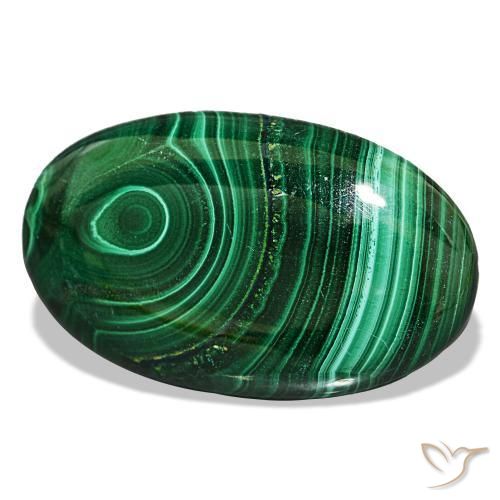 Malachite vert naturelle coupe ovale, 30,82 ct, opaque