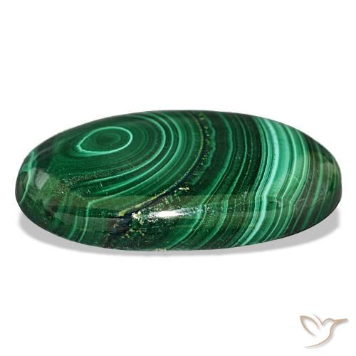 Malachite vert naturelle coupe ovale, 30,82 ct, opaque