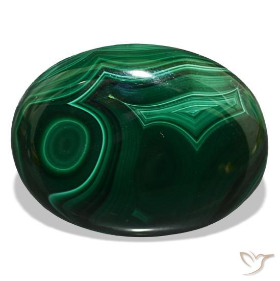 Malachite vert naturelle coupe ovale, 53,10 ct, opaque