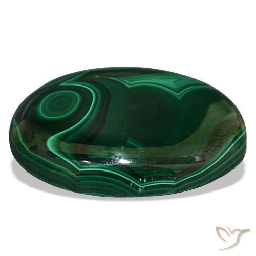 Malachite vert naturelle coupe ovale, 53,10 ct, opaque