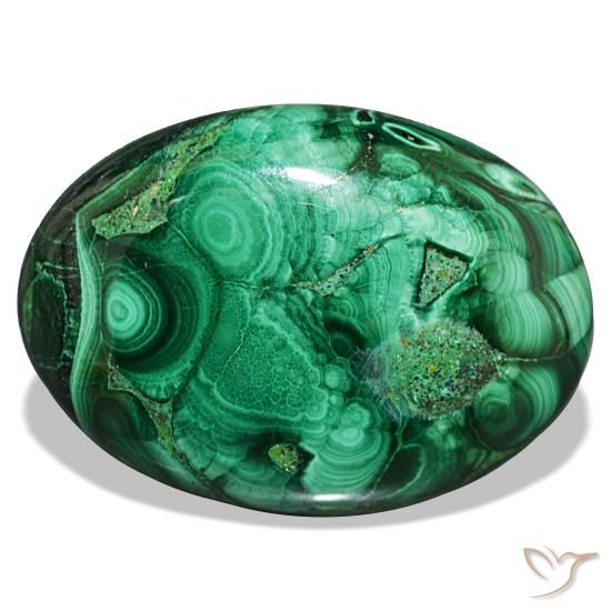 Malachite vert naturelle coupe ovale, 43,00 ct, opaque