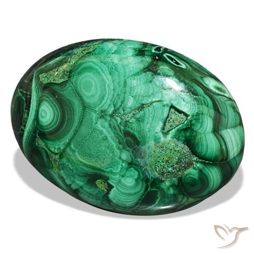 Malachite vert naturelle coupe ovale, 43,00 ct, opaque