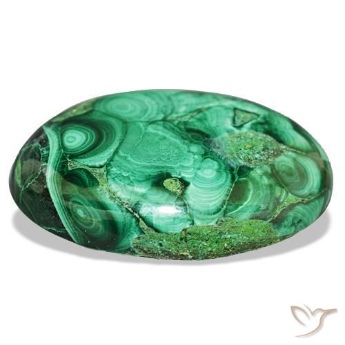Malachite vert naturelle coupe ovale, 43,00 ct, opaque