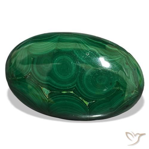 Malachite vert naturelle coupe ovale, 40,20 ct, opaque
