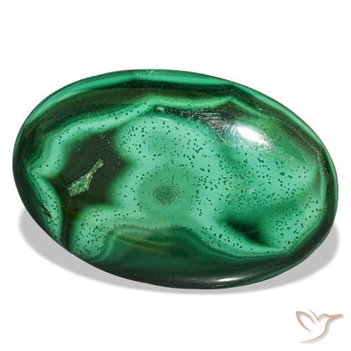 Malachite vert naturelle coupe ovale, 27,87 ct, opaque