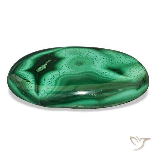 Malachite vert naturelle coupe ovale, 27,87 ct, opaque