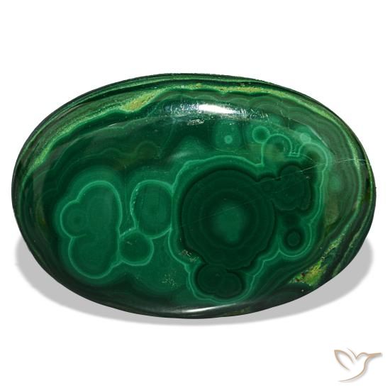 Malachite vert naturelle coupe ovale, 39,63 ct, opaque