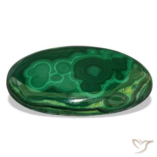 Malachite vert naturelle coupe ovale, 39,63 ct, opaque