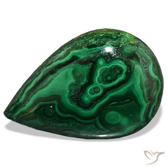 Malachite vert naturelle en forme de poire, 17,31 ct, opaque