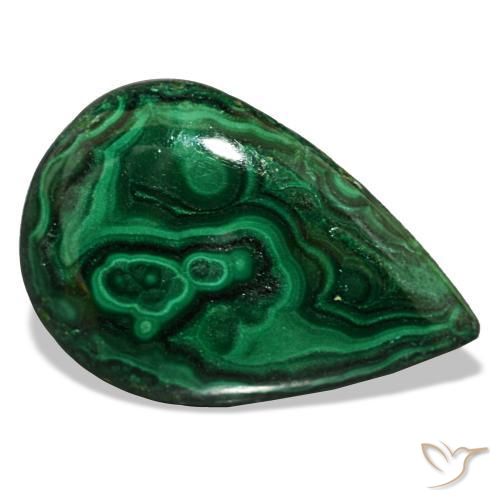 Malachite vert naturelle en forme de poire, 17,31 ct, opaque