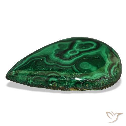Malachite vert naturelle en forme de poire, 17,31 ct, opaque