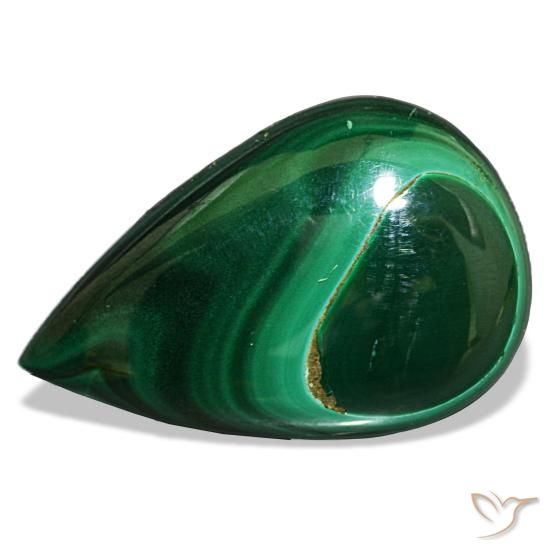 Malachite vert naturelle en forme de poire, 24,28 ct, opaque