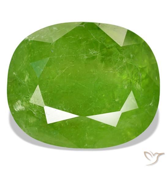 Grenat du mali vert naturelle coupe coussin, 24,80 ct, SI-I1