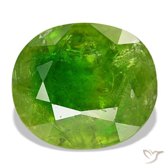 Grenat du mali vert de 15,40 ct, ovale, SI-I1