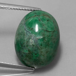 Maw-sit-sit vert naturelle coupe ovale, 13,90 ct, opaque