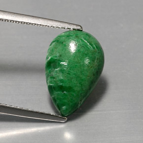 Maw-sit-sit vert naturelle en forme de poire, 4,24 ct, opaque