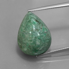 Maw-sit-sit vert naturelle en forme de poire, 15,87 ct, opaque