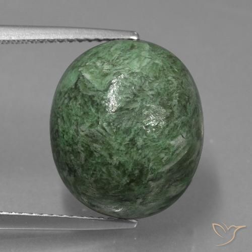 14.49ct Naturel Vert grisâtre profond Maw-Sit-Sit, ovale, Opaque
