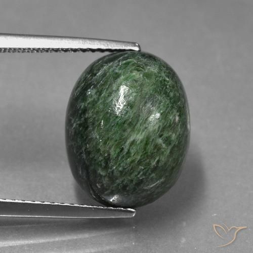 10.86ct Naturel Vert grisâtre profond Maw-Sit-Sit, ovale, Opaque