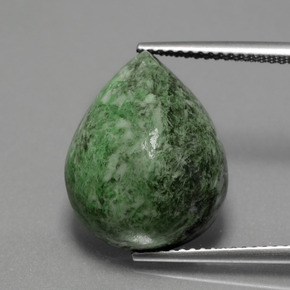 Maw-sit-sit vert naturelle en forme de poire, 13,96 ct, opaque