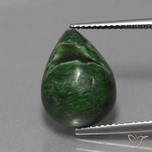 Maw-sit-sit vert naturelle en forme de poire, 9,44 ct, opaque
