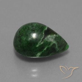 Maw-sit-sit vert naturelle en forme de poire, 9,44 ct, opaque