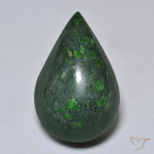 Maw-Sit-Sit Forêt verte naturelle En forme de poire, 9.96 ct, Opaque