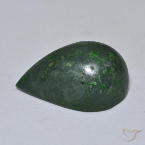 Maw-Sit-Sit Forêt verte naturelle En forme de poire, 9.96 ct, Opaque