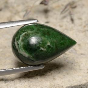 Maw-sit-sit vert naturelle en forme de poire, 5,93 ct, opaque