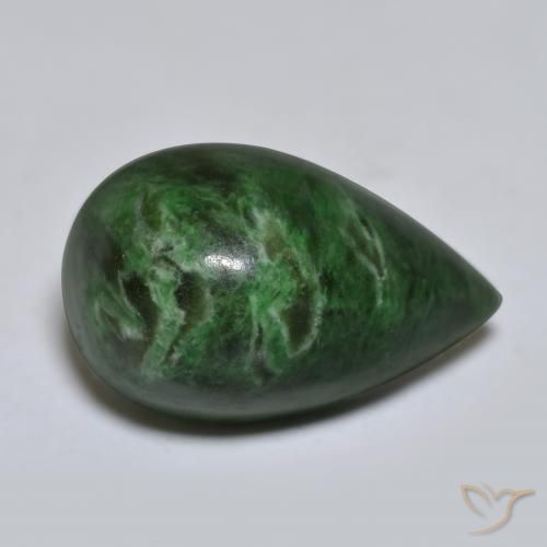 Maw-Sit-Sit Vert pin naturelle En forme de poire, 10.89 ct, Opaque