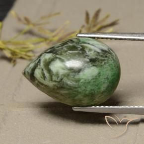 Maw-sit-sit vert naturelle en forme de poire, 12,54 ct, opaque