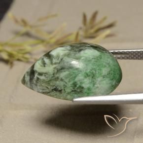 Maw-sit-sit vert naturelle en forme de poire, 12,54 ct, opaque