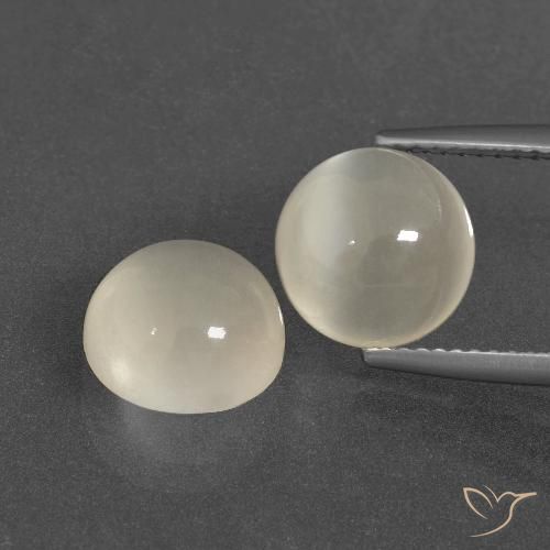 6.42ctw Naturel Blanc chaud Pierre de lune, Tour, Translucide