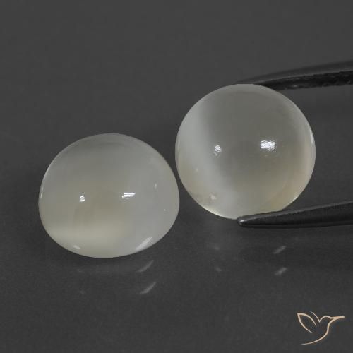 6.32ctw Naturel Blanc chaud Pierre de lune, Tour, Translucide